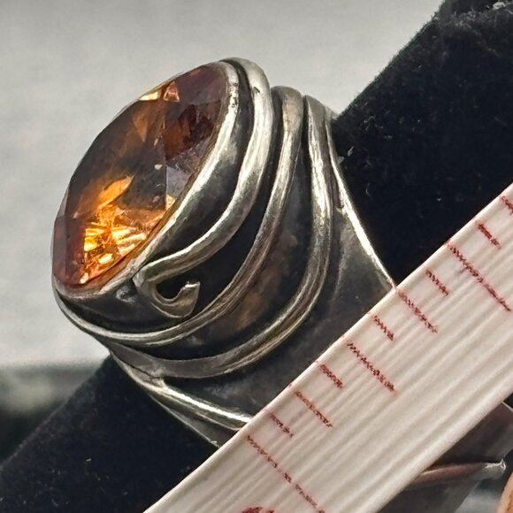 Citrine Gemstone Ring on Sterling Silver Band Size 5 8.93 g - Picture 11 of 14